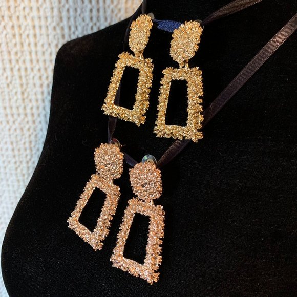 Designer Styled Hammered Shimmer Earrings - Picture 8 of 15